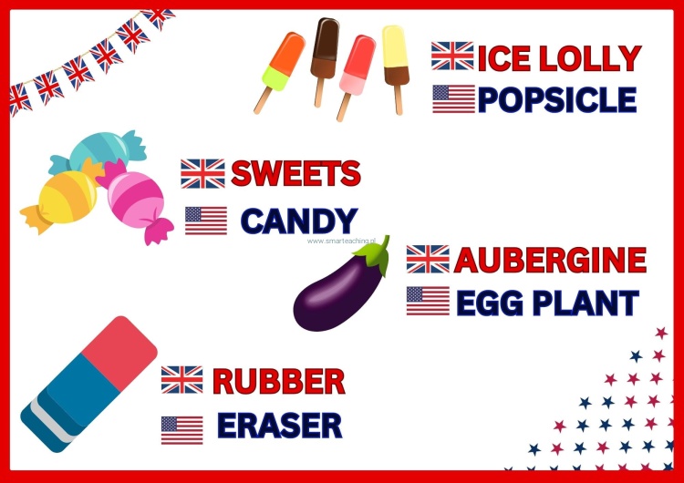 Gazetka językowa – porównanie słownictwa British English i American English
