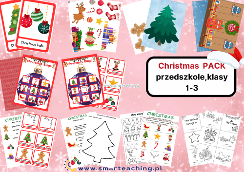 Christmas PACK – flashcards, memory, karty pracy  i bingo PDF do nauki angielskiego na święta