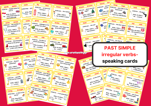 Past Simple – 53 karty PDF do nauki czasowników nieregularnych i ćwiczeń mówienia