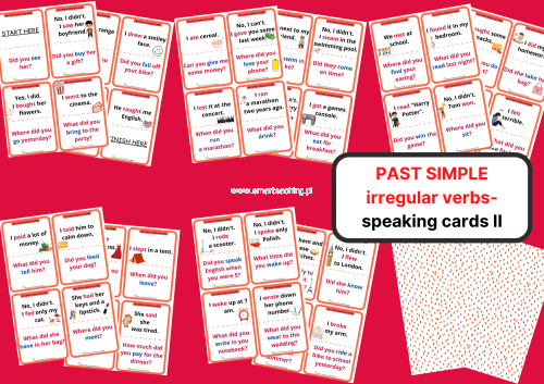 Past Simple – 40 kart PDF do nauki czasowników nieregularnych w formie gry językowej