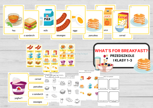 Flashcards, memory i karty pracy – zestaw What’s for Breakfast? po angielsku PDF