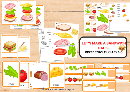 Zestaw Let’s Make a Sandwich – flashcards, memory, wycinanki i karty pracy PDF