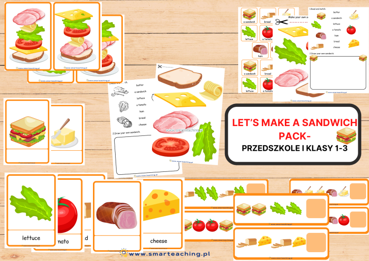 Zestaw Let’s Make a Sandwich – flashcards, memory, wycinanki i karty pracy PDF