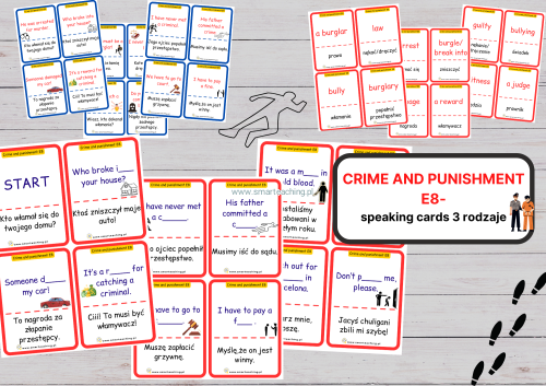 Crime and Punishment – 3 zestawy speaking cards PDF do nauki słownictwa z tematu przestępstw