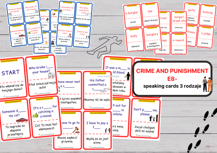 Crime and Punishment – 3 zestawy speaking cards PDF do nauki słownictwa z tematu przestępstw