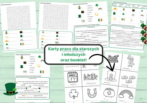 Karty pracy i booklet – materiały o Dniu Świętego Patryka dla dzieci i młodzieży