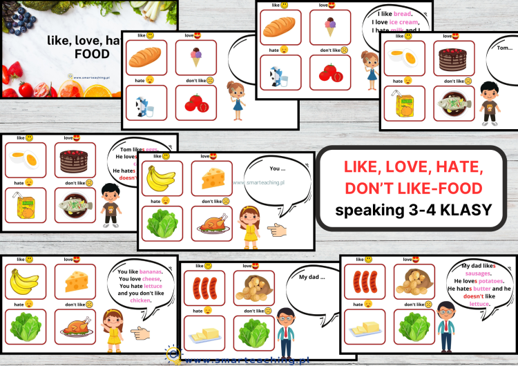 Prezentacja PDF – speaking o jedzeniu: like, love, hate, don’t like