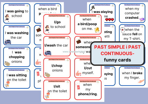 Past tenses – karty z bezokolicznikami do tworzenia zdań w Past Simple i Past Continuous