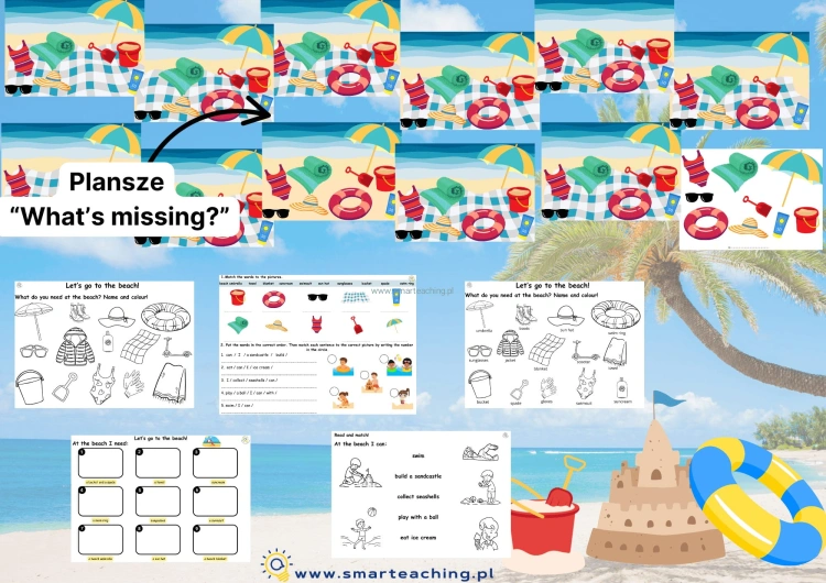 Ćwiczenia PDF – angielski dla dzieci z plażowym słownictwem