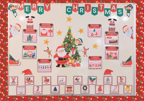Gazetka ścienna Christmas – dekoracja do klasy z napisami, słownictwem i tradycjami