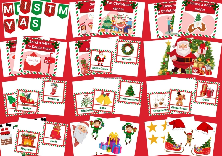 Merry Christmas – dekoracje, słownictwo i tytuł gazetki PDF do klasy szkolnej