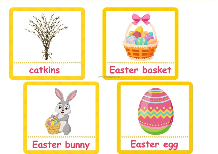 Easter vocabulary – dekoracyjne karty z wyrazami wielkanocnymi
