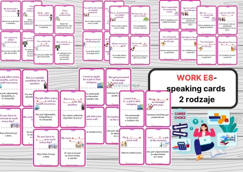 work speaking cards PDF dla ósmoklasistów – karty z tłumaczeniami zdań