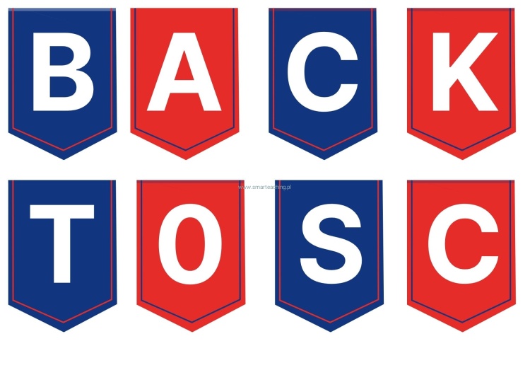 Napis Back to School na gazetce klasowej – dekoracja do sali angielskiego