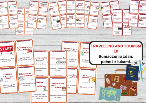 Travelling and Tourism E8 – karty PDF do nauki angielskiego. Gra językowa I have, who has? Podróżowanie i turystyka – egzamin ósmoklasisty