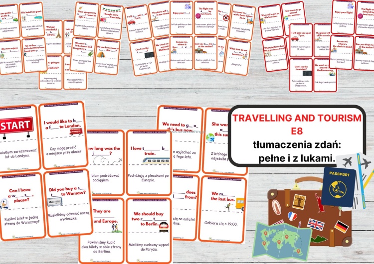 Travelling and Tourism E8 – karty PDF do nauki angielskiego. Gra językowa I have, who has? Podróżowanie i turystyka – egzamin ósmoklasisty