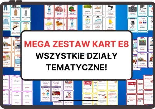 MEGA ZESTAW kart  e8- pdf, słownictwo