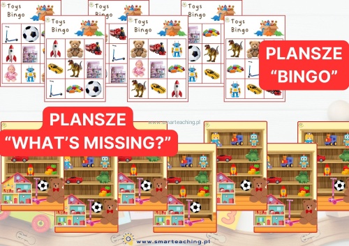 Toys Bingo oraz plansze What’s missing – gry językowe z zabawkami po angielsku