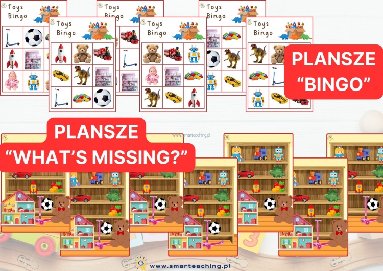 Toys Bingo oraz plansze What’s missing – gry językowe z zabawkami po angielsku