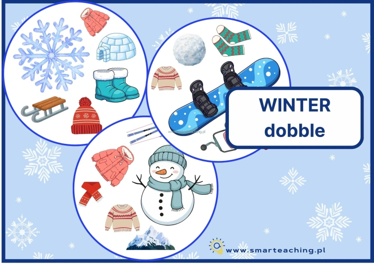 Winter Dobble – karty do nauki angielskiego o tematyce zimowej