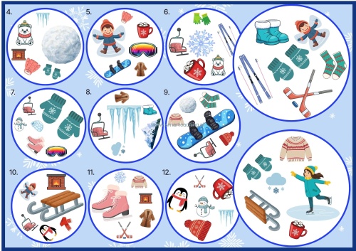Gra językowa Winter Dobble – zimowe słownictwo po angielsku