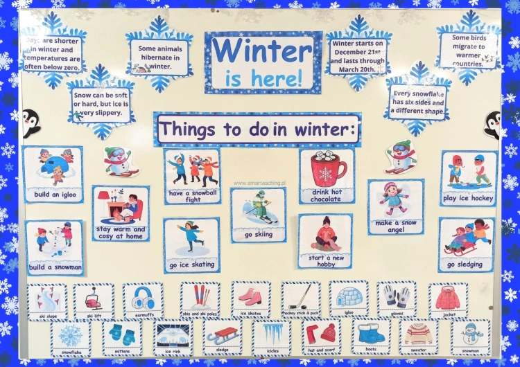 Gazetka szkolna Winter po angielsku – zimowe słownictwo i fun facts PDF