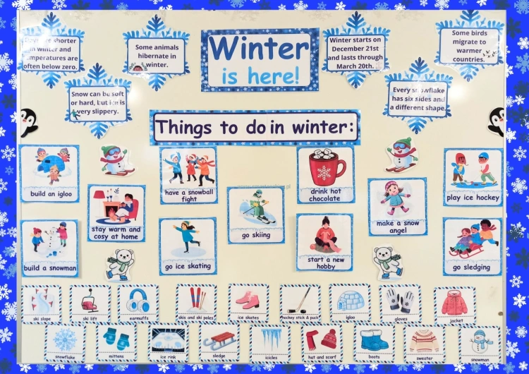 Winter notice board – gazetka edukacyjna do nauki języka angielskiego PDF