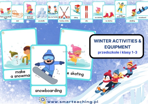 zimowe aktywności po angielsku flashcards bingo memory sprzęt zimowy pdf