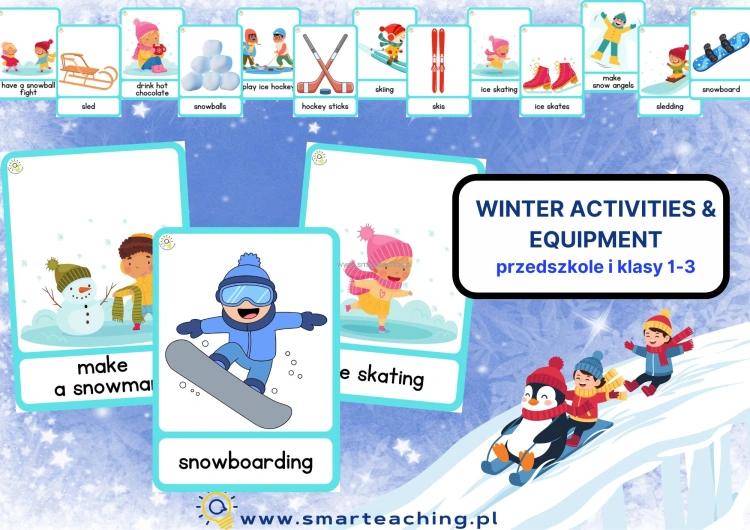 zimowe aktywności po angielsku flashcards bingo memory sprzęt zimowy pdf