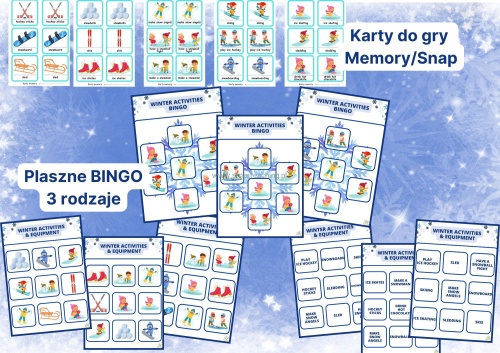 karty memory snap zimowe aktywności angielski przedszkole klasy 1-3