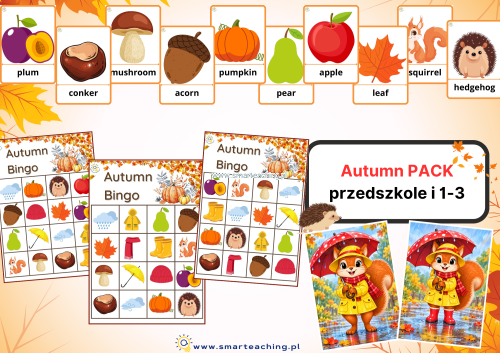 Autumn PACK – jesienne flashcards i bingo do nauki angielskiego dla przedszkolaków i klas 1–3