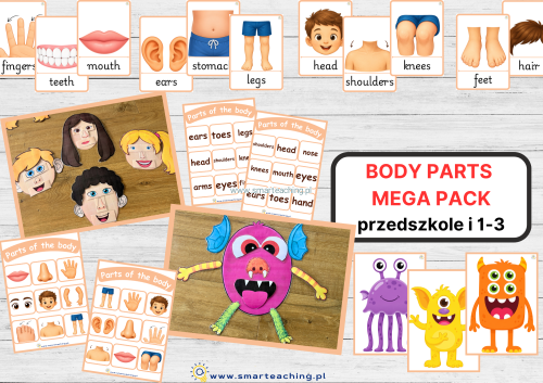 BODY PARTS Mega Pack – zestaw materiałów do nauki części ciała po angielsku dla przedszkola i klas 1–3