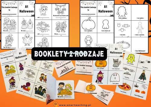 Halloween Booklets – dwie książeczki po angielsku dla dzieci, wycinanie, kolorowanie, rysowanie i uzupełnianie ilustracji